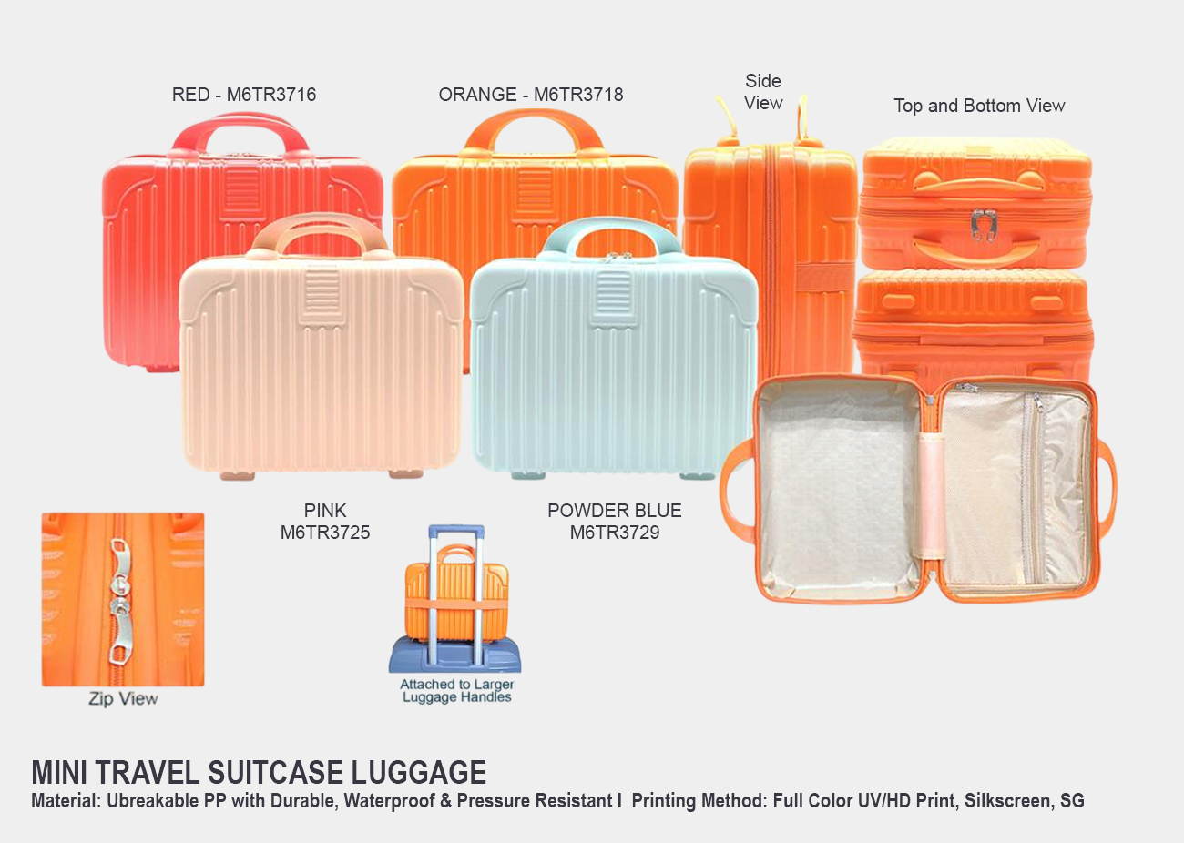 Mini Travel Suitcase Luggage M6TR37 <br>12"(W)x9"(H)x6"(D)