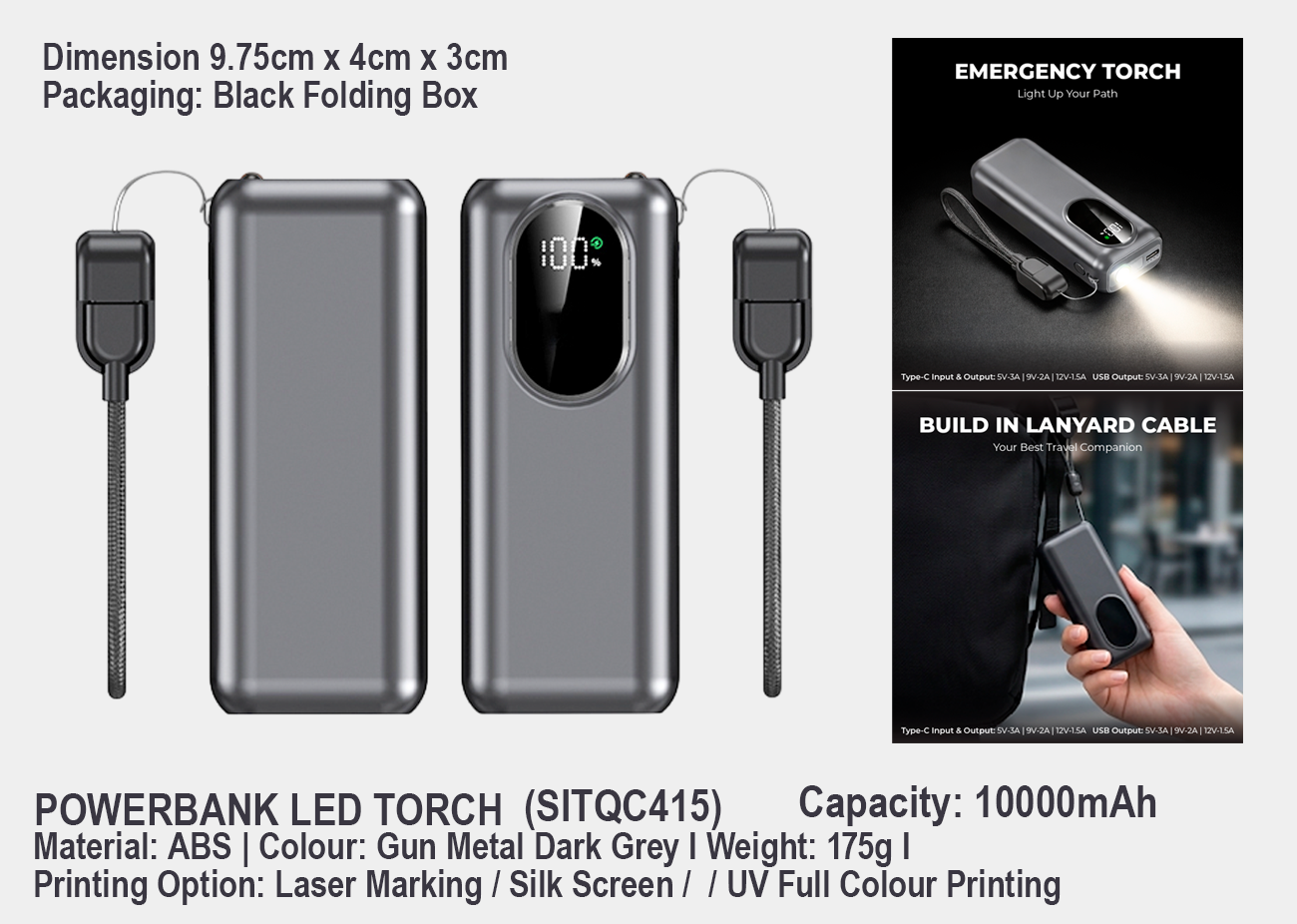 Mini Power Bank SITQC415 <br> 10,000mAh