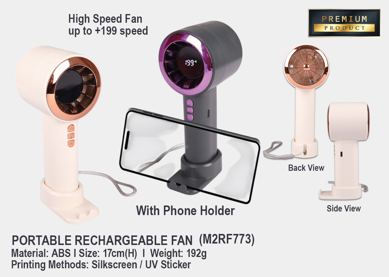 Portable Rechargable Fan M2RF773 <br>17cm (L)