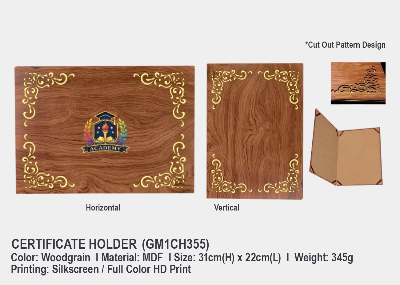 Woodgrain MDF Certificate Holder GM1CH355