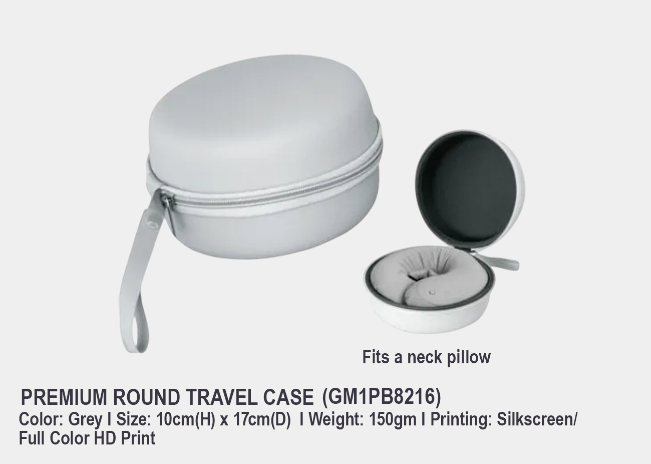 Premium Round Travel Case GM1PB8216 <br> 10cm(H) x 17cm(D)
