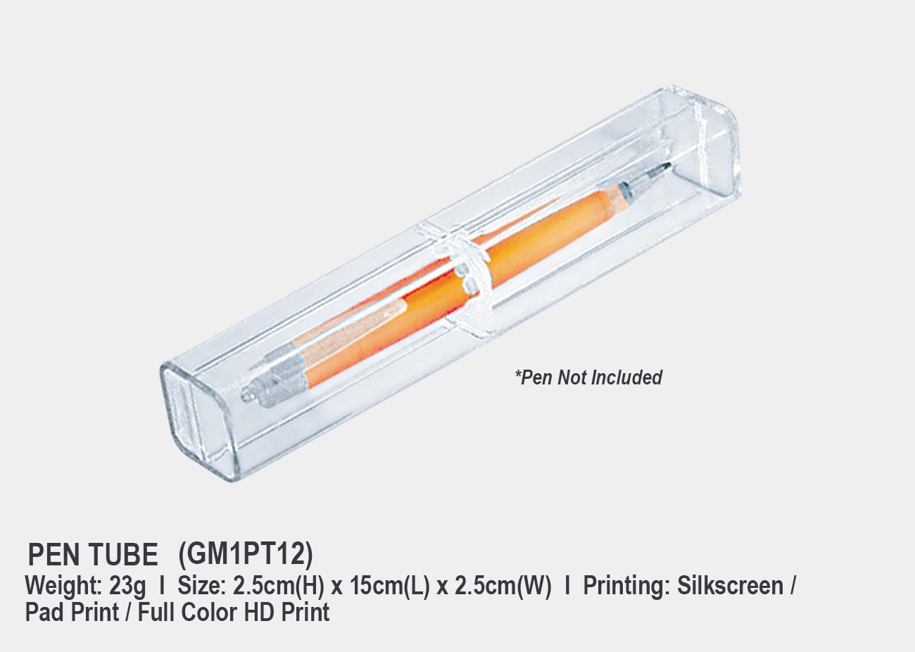 Pen Tube GM1PT12 <br> 2.5cm(H) x 15cm(L) x 2.5cm(W)