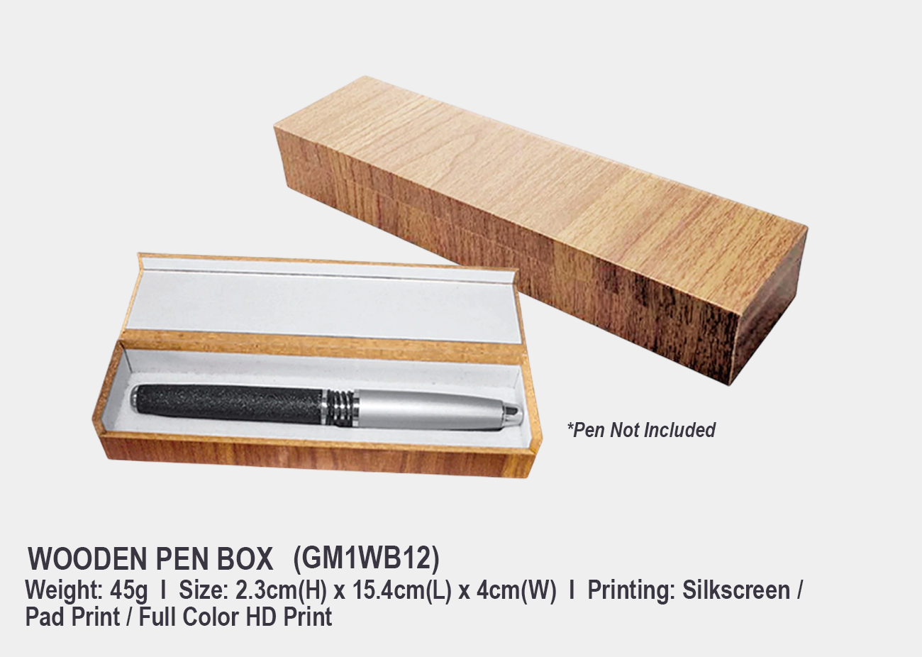 Wooden Box GM1WB12<br> 2.3cm(H) x 15.4cm(L) x 4cm(W)