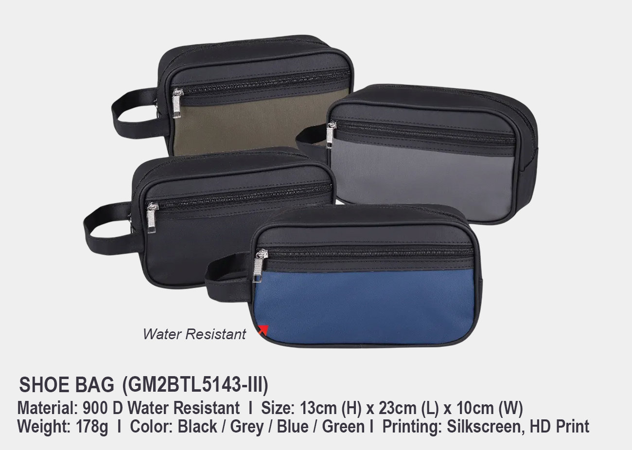 Multipurpose/Toiletries Bag GM2BTL5143-III <br>13cm (H) x 23cm (L) x 10cm (W)