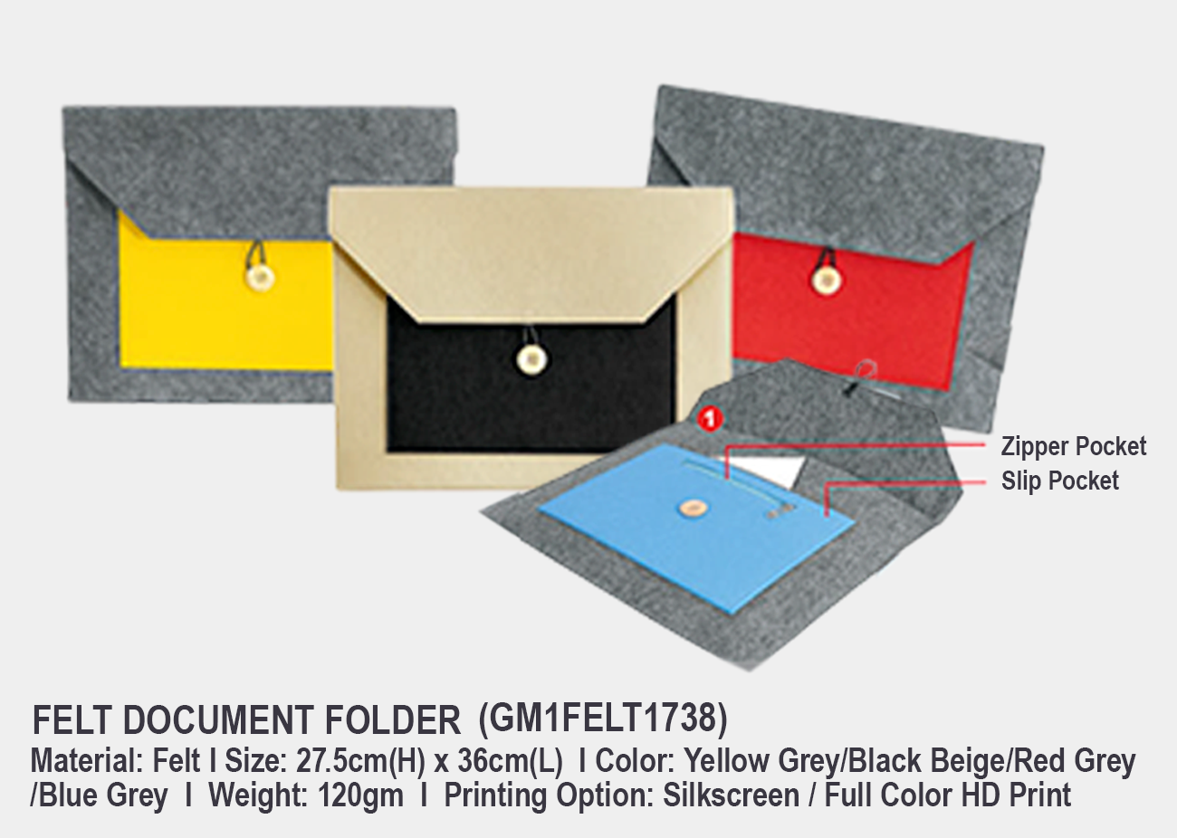 Felt Document Folder M1FELT1738 <br> 27.5cm(H) x 36cm(L)