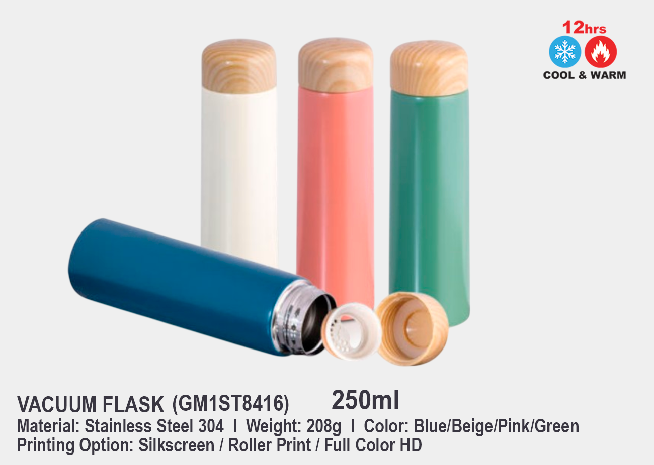 Stainless Steel Vacuum Flask GM1ST8416<br> 250ml