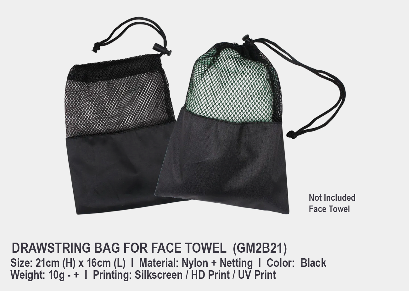 Drawstring Bag For Face Towel GM2B21 <br> 21cm(H) x 16cm (L)