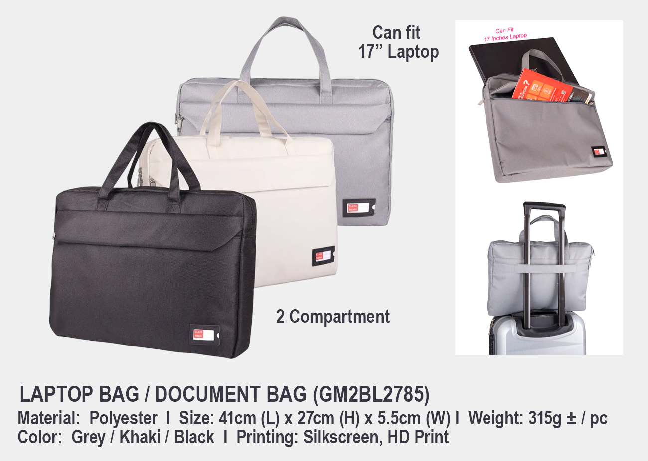 Laptop Carry Bag GM2BL2785 <br> 41cm (L) x 27cm (H) x 5.5cm (W)