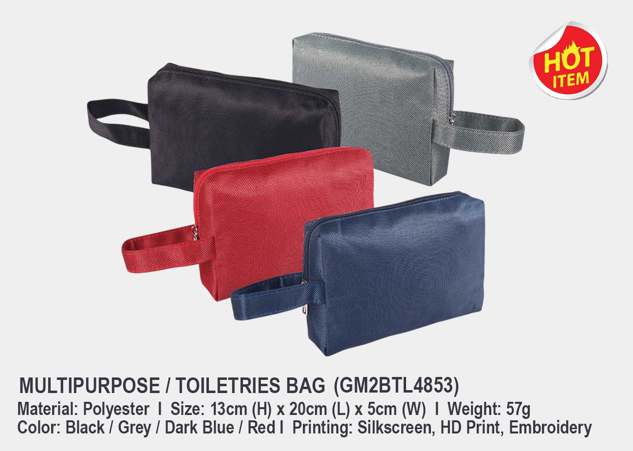 Multipurpose/Toiletries Bag GM2BTL4853 <br>13cm (H) x 20cm (L) x 5cm (W)