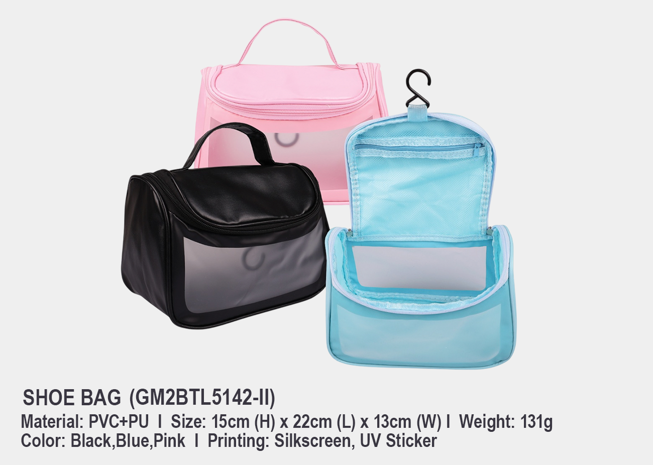 Multipurpose/Toiletries Bag GM2BTL5142-II <br> 15cm (H) x 22cm (L) x 13cm (W)