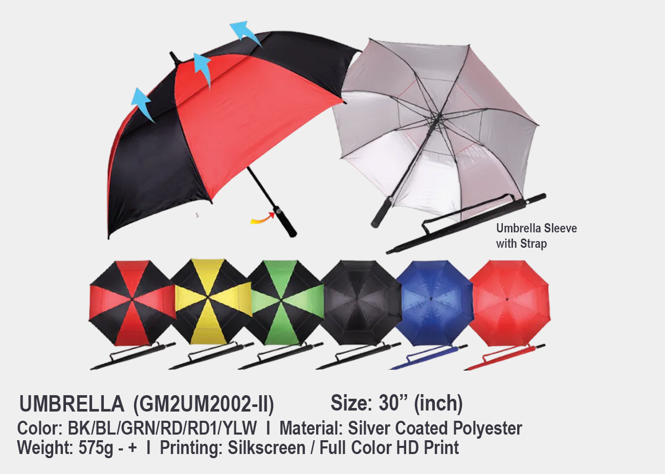 30" Double Layer Golf Umbrella M2UM2002-II